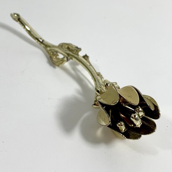 Vintage Gold Tone Oversized Flower Brooch Pin Gold/Silver Tone 1980s 4.75" - Picture 1 of 7